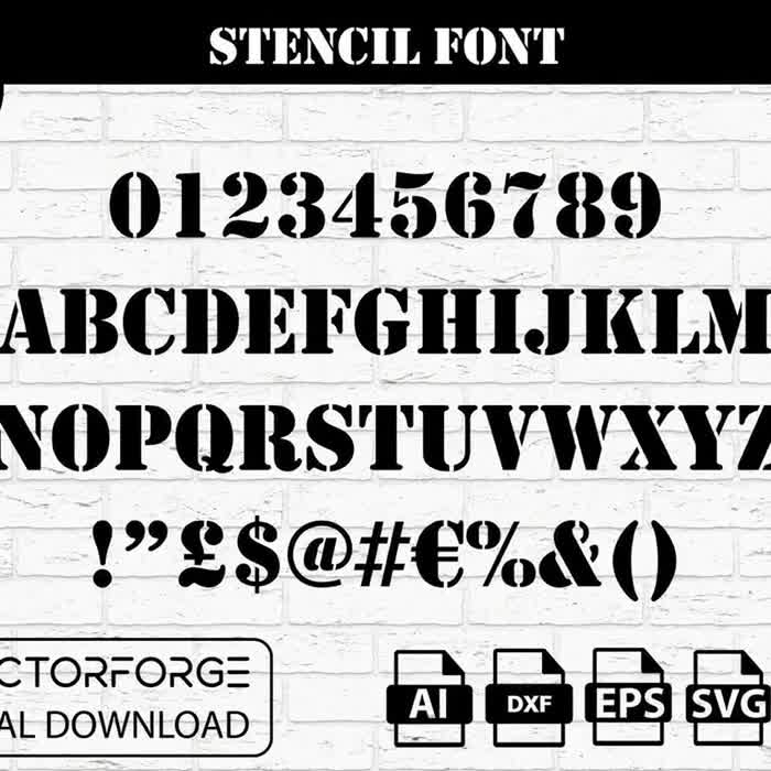 ステンシルフォントアルファベット：CNCレーザーカットファイル